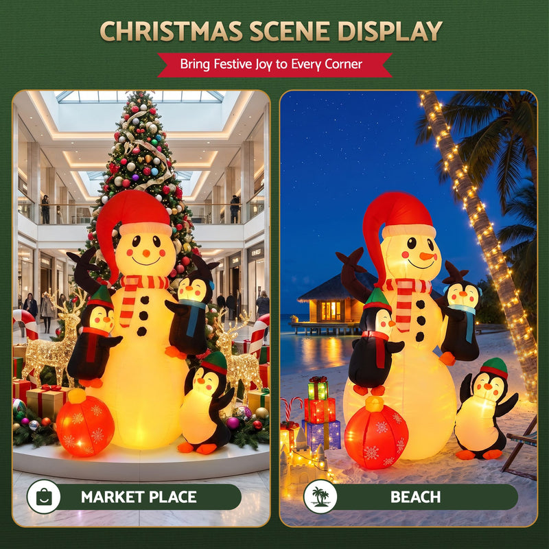 Jingle Jollys 1.8M Christmas Inflatable Snowman Warm White LEDs
