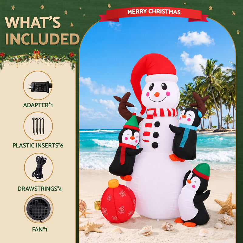 Jingle Jollys 1.8M Christmas Inflatable Snowman Warm White LEDs