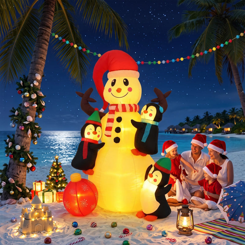 Jingle Jollys 1.8M Christmas Inflatable Snowman Warm White LEDs