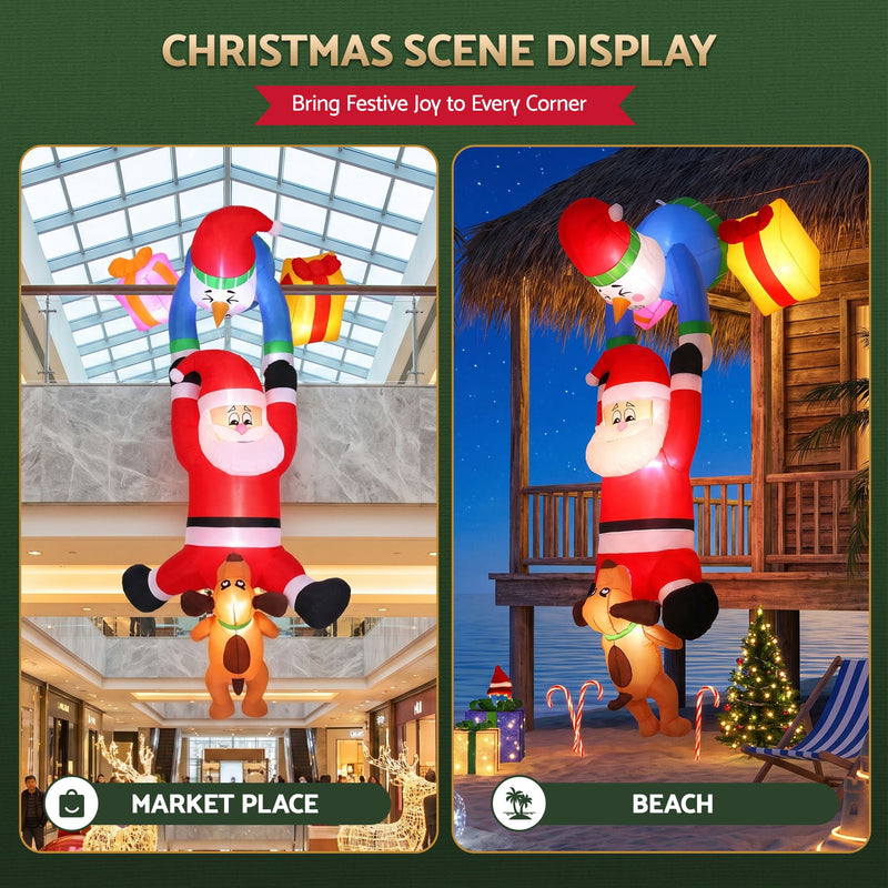 Jingle Jollys 3.5m Climbing Santa Christmas Inflatable with LED