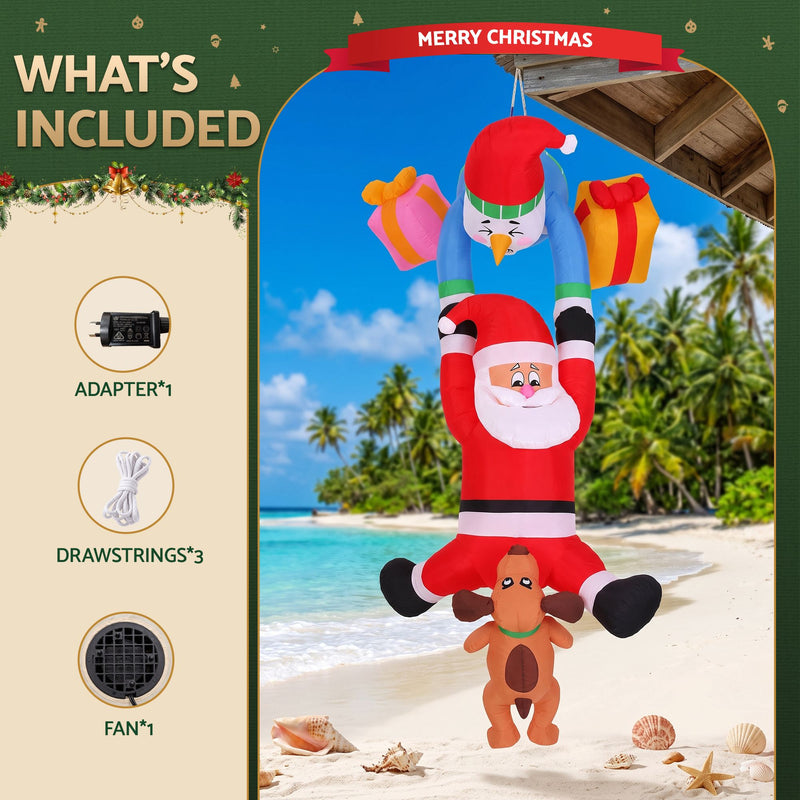 Jingle Jollys 3.5m Climbing Santa Christmas Inflatable with LED