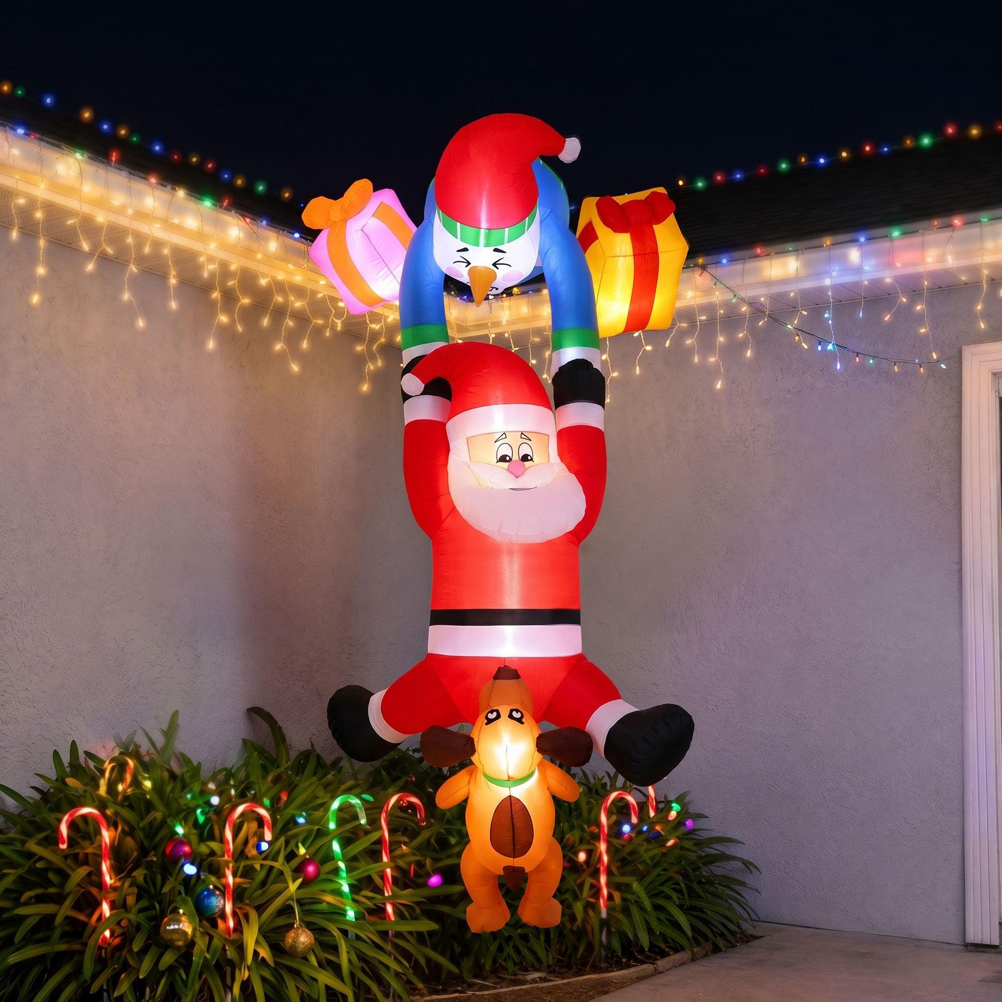 Jingle Jollys 3.5m Climbing Santa Christmas Inflatable with LED