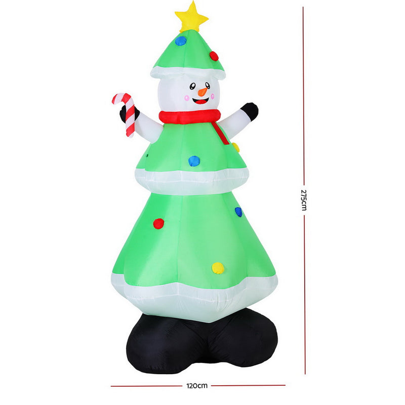 Christmas Inflatable Snowman Tree 2.75M Height LED Illuminated