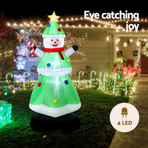 Christmas Inflatable Snowman & Tree – 2.75m with LED Lights