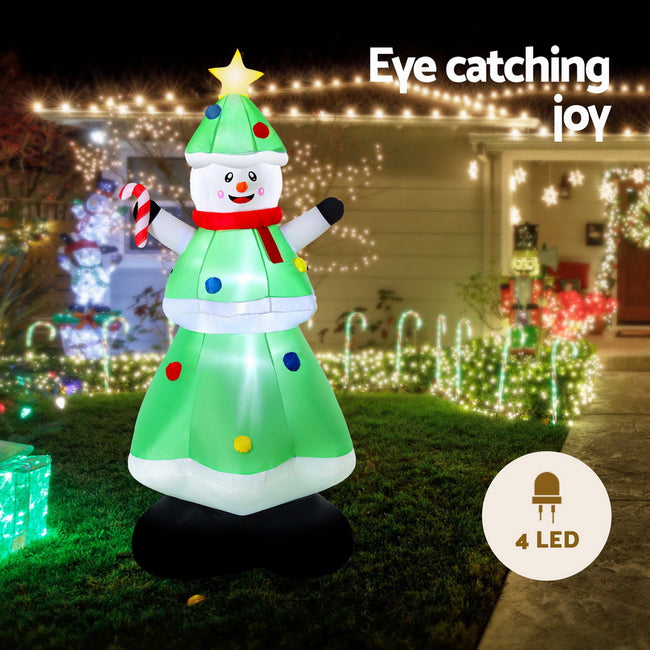 Christmas Inflatable Snowman & Tree – 2.75m with LED Lights
