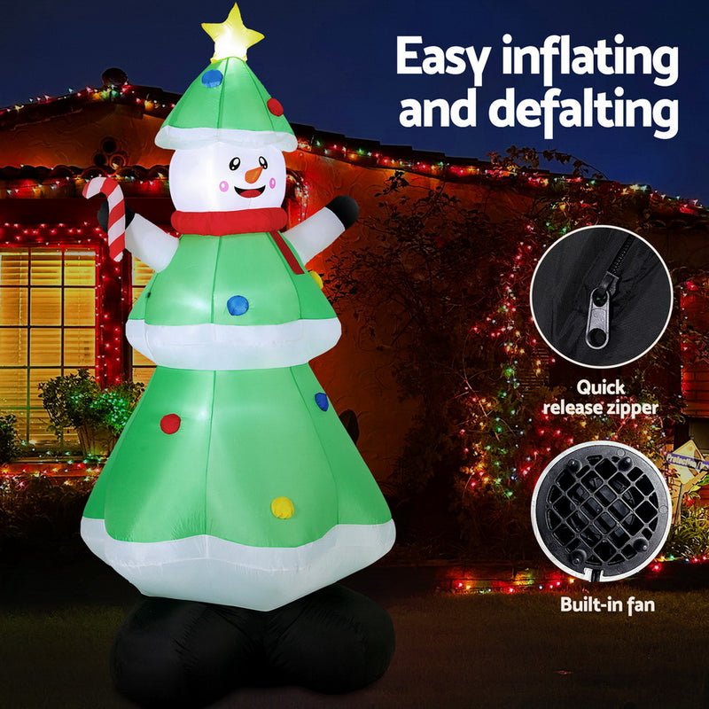 Christmas Inflatable Snowman Tree 2.75M Height LED Illuminated