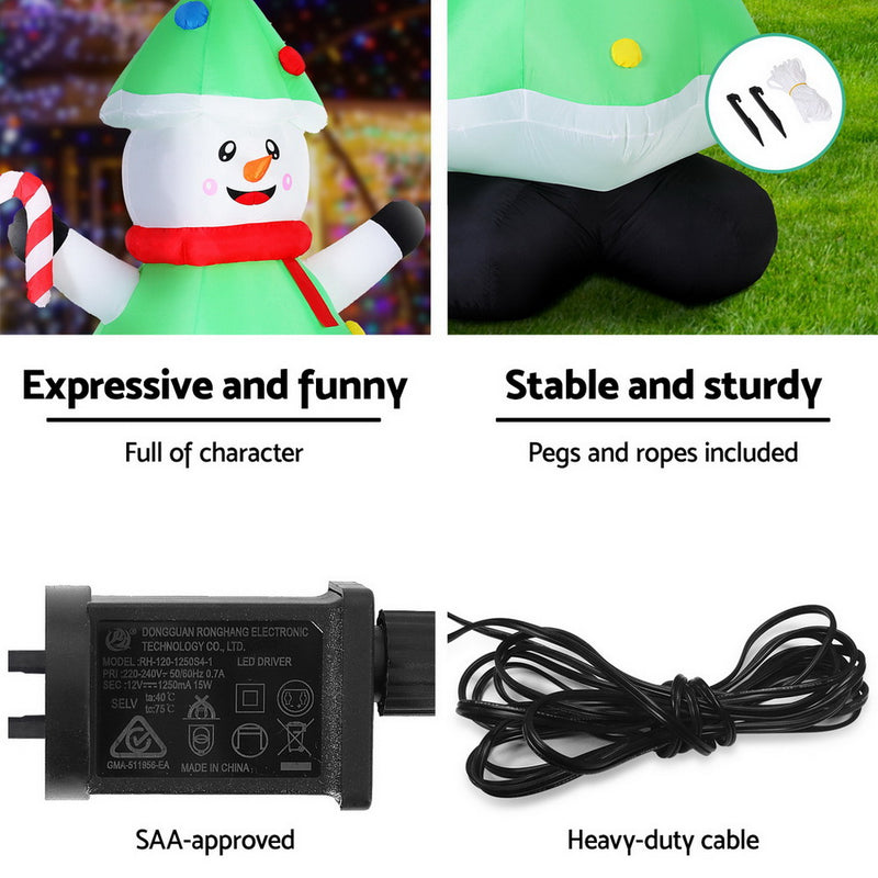 Christmas Inflatable Snowman Tree 2.75M Height LED Illuminated
