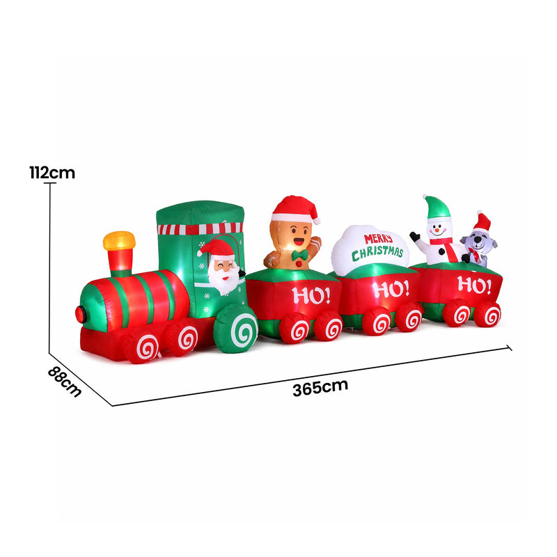 Jingle Jollys 3.6m Santa Train Christmas Inflatable with LED
