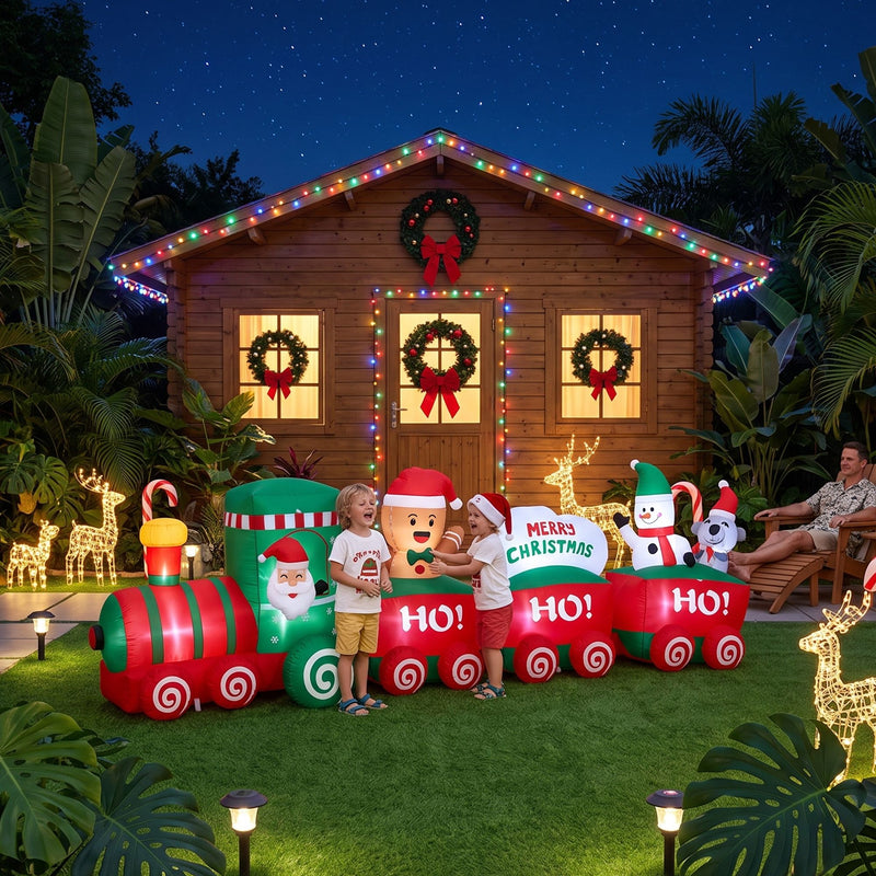Jingle Jollys 3.6m Santa Train Christmas Inflatable with LED