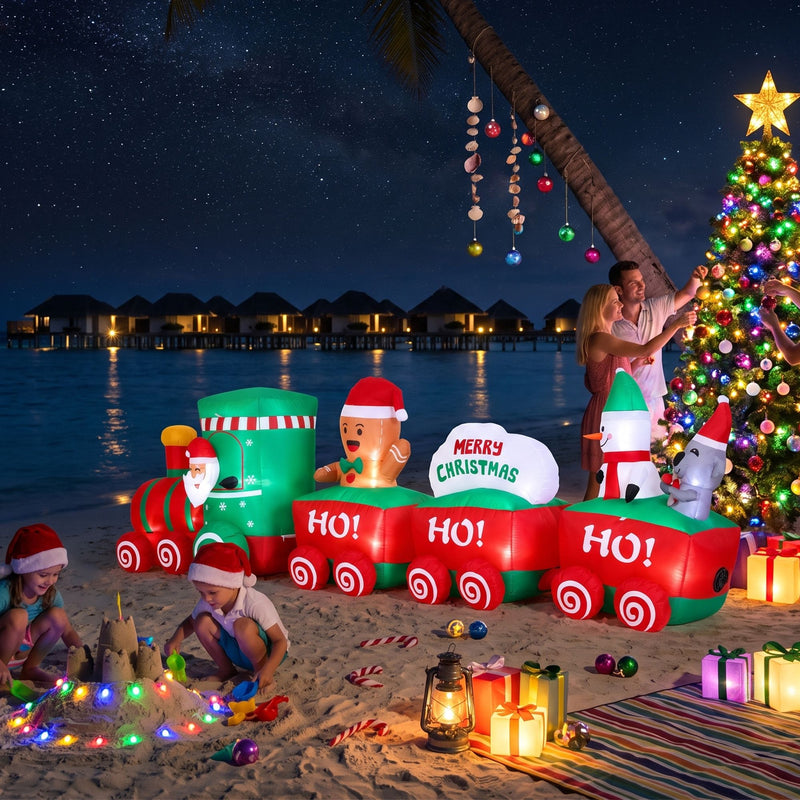 Jingle Jollys 3.6m Santa Train Christmas Inflatable with LED