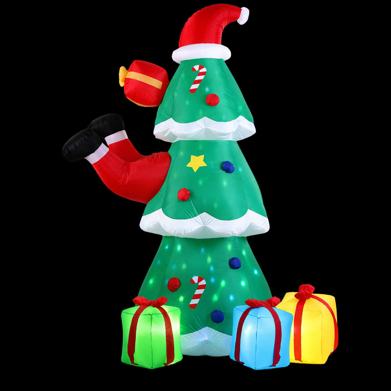 Jingle Jollys 2.5m Christmas Inflatable Santa Tree with Flashing LED Lights