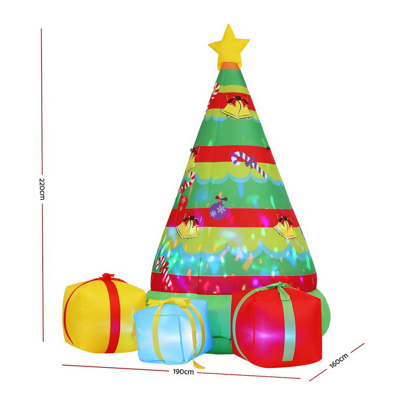 Christmas Inflatable Gift Tree 2.2M Height Flashing Light Illuminated