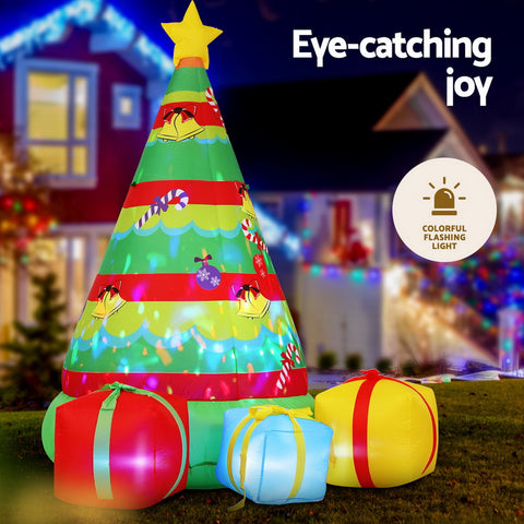 Christmas Inflatable Gift Tree 2.2M Height Flashing Light Illuminated