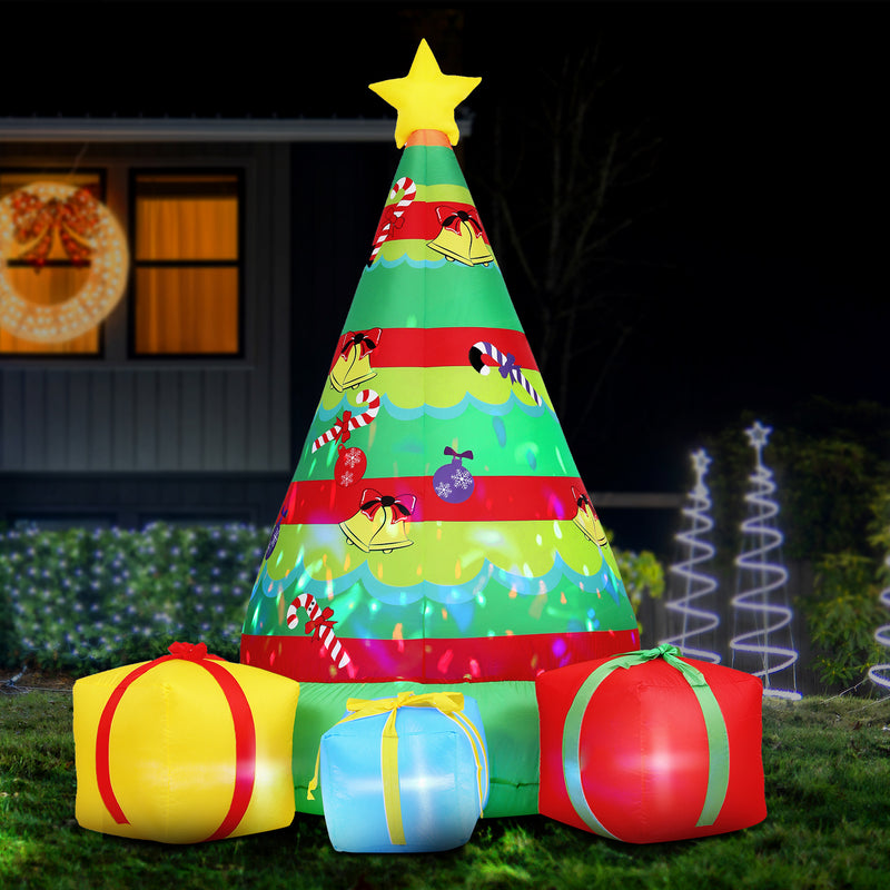 Christmas Inflatable Gift Tree 2.2M Height Flashing Light Illuminated