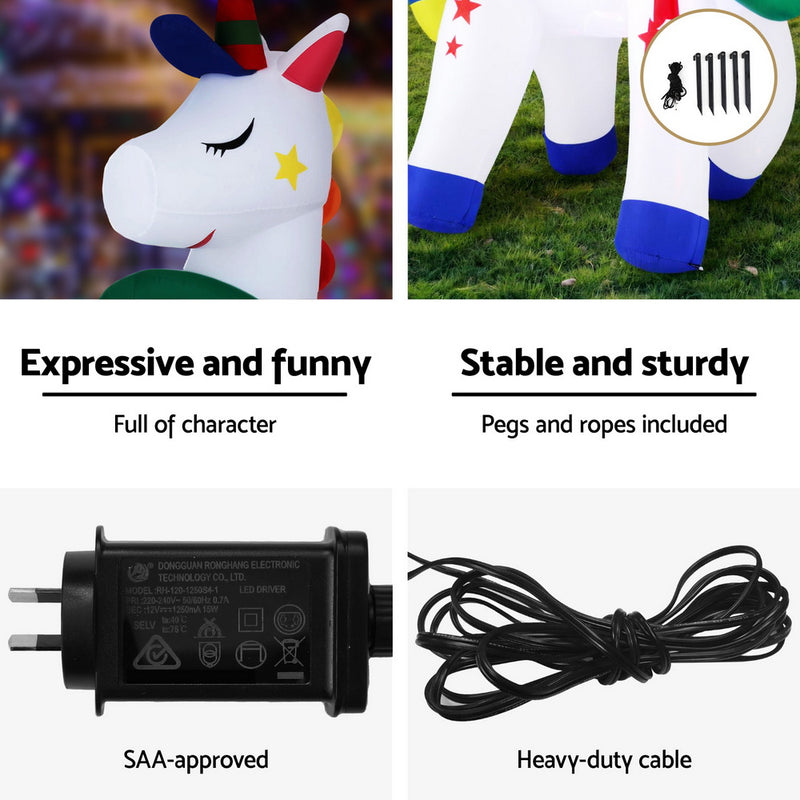 Festive Inflatable Unicorn – 1.8M