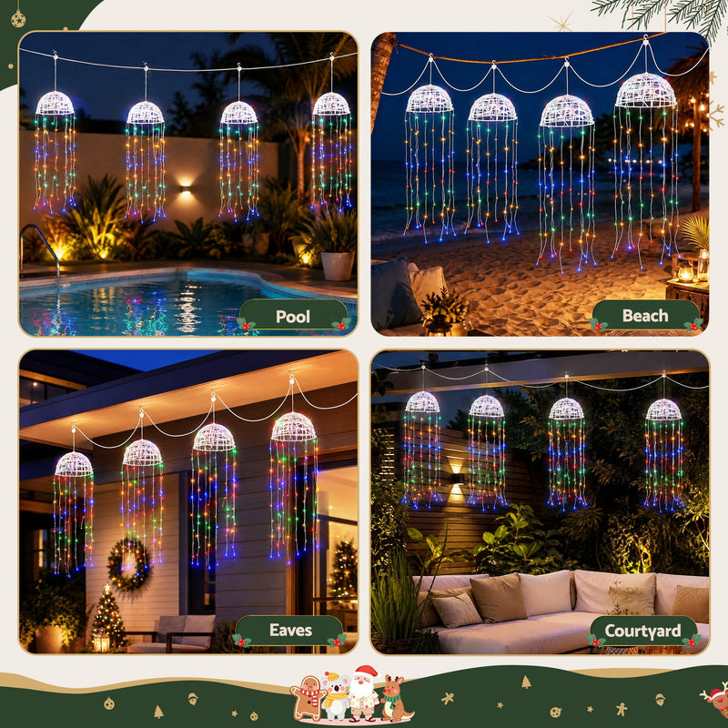 4-Pack Solar Jellyfish Christmas Garden Lights – Multicolour