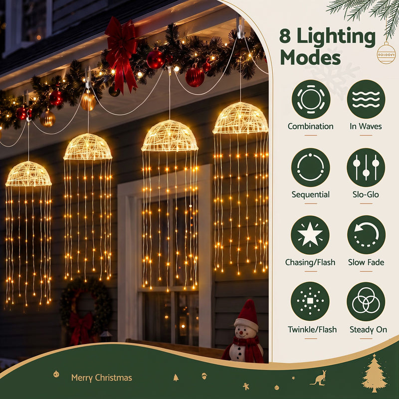 4-Pack Solar Jellyfish Garden Lights – Warm White
