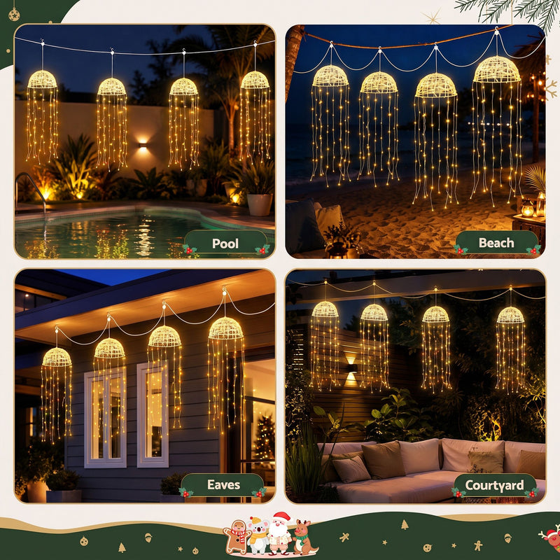 4-Pack Solar Jellyfish Garden Lights – Warm White