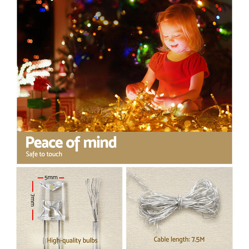 12.5M Christmas Lights Solar Icicle String Light Warm White
