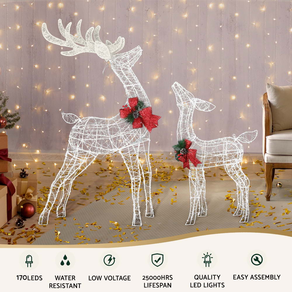 2 PCS Christmas Lights 170 LED Fairy Light Reindeers