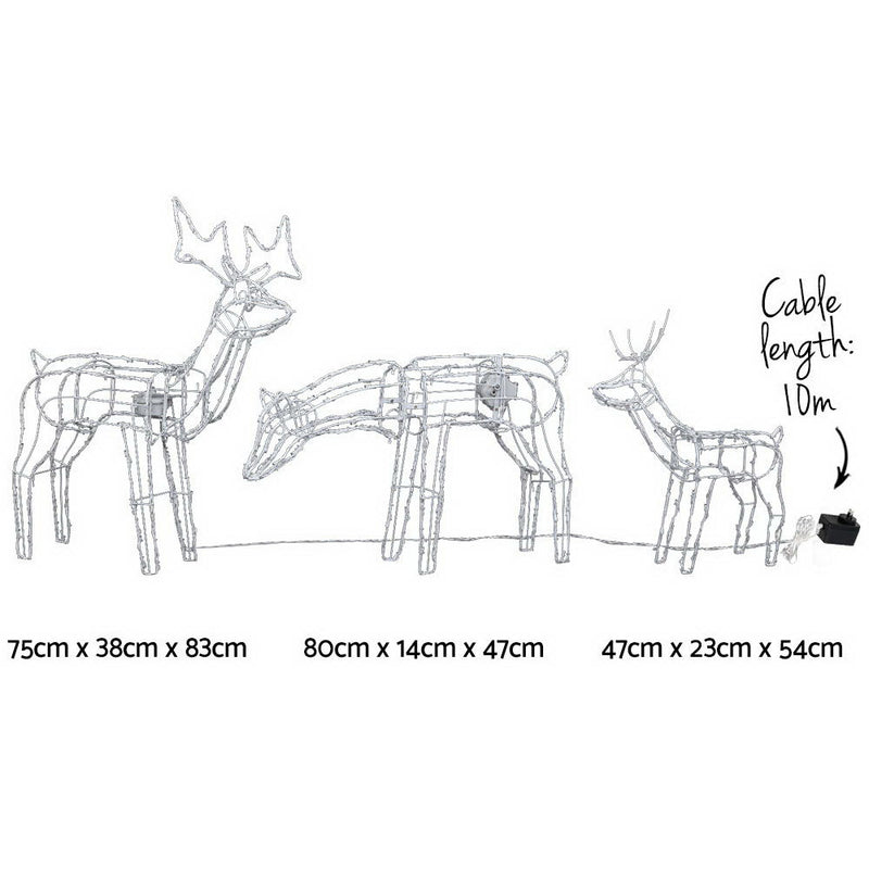 3 PCS Christmas Lights Reindeers 250 LED