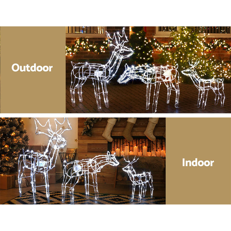 3 PCS Christmas Lights Reindeers 250 LED