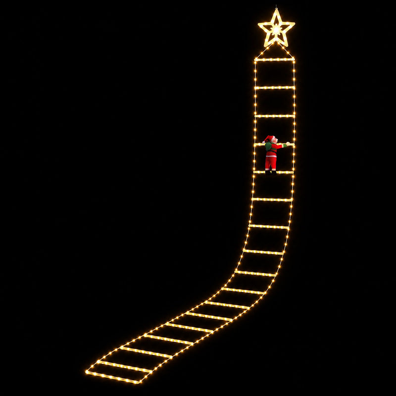 Jingle Jollys 3.4M Santa Ladder Christmas Lights 328 LED Warm White