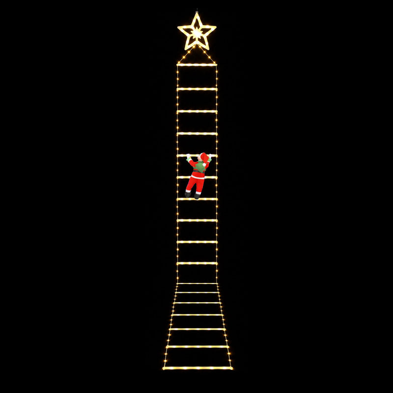 Jingle Jollys 3.4M Santa Ladder Christmas Lights 328 LED Warm White
