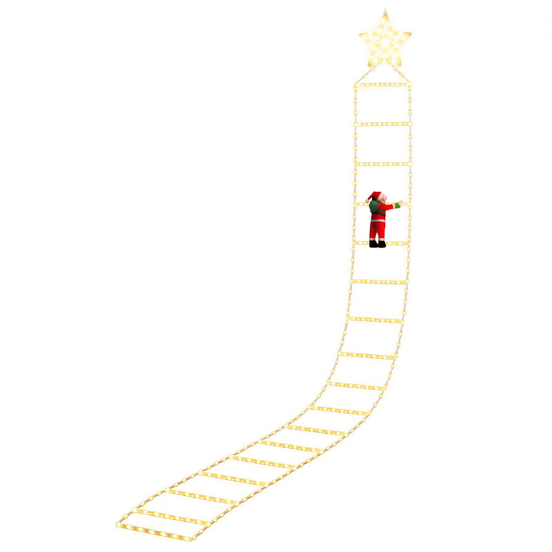 Jingle Jollys 3.4M Santa Ladder Christmas Lights 328 LED Warm White