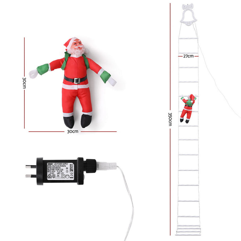 3.5M Christmas Ladder Lights – 300 LED with Santa Claus