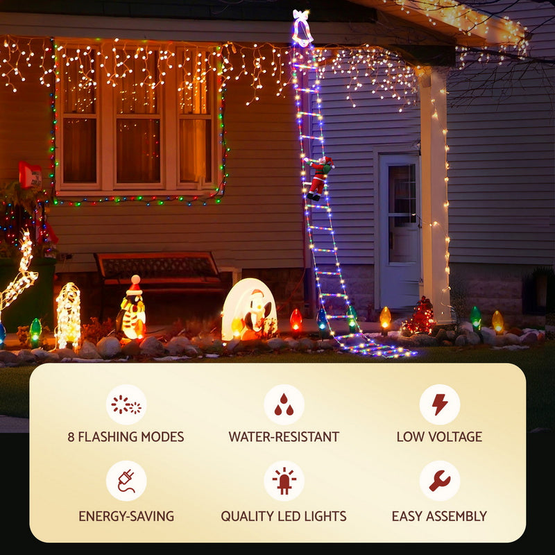 3.5M Christmas Ladder Lights – 300 LED with Santa Claus