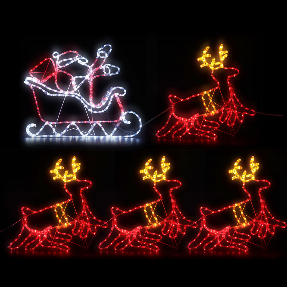 Christmas Lights Reindeer Sleigh 806 LED Motif