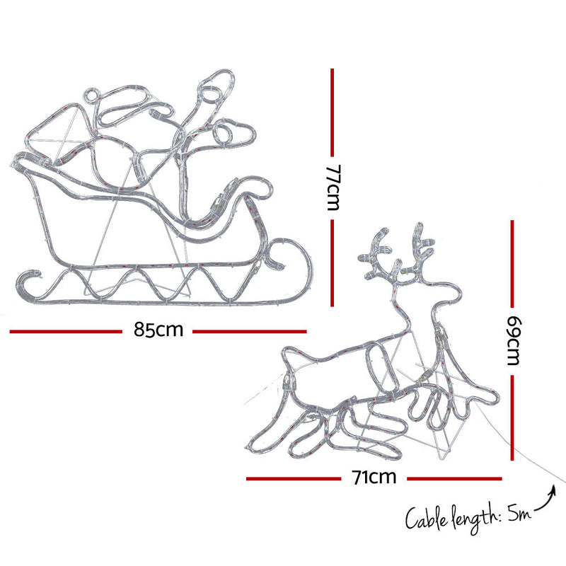 Santa Sleigh & Reindeer Christmas Lights 806 Multi-Colour LEDs