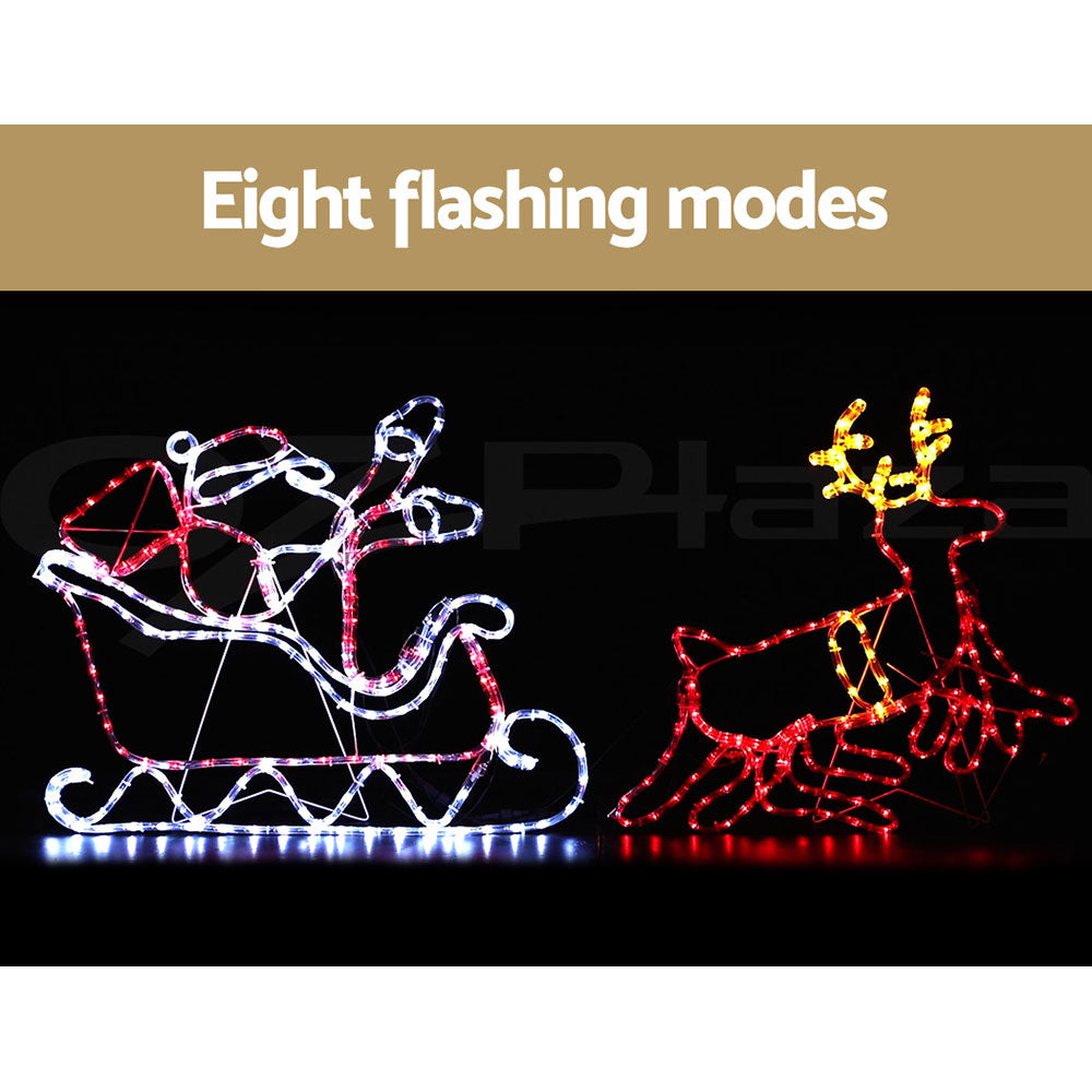 Christmas Lights Reindeer Sleigh 806 LED Motif