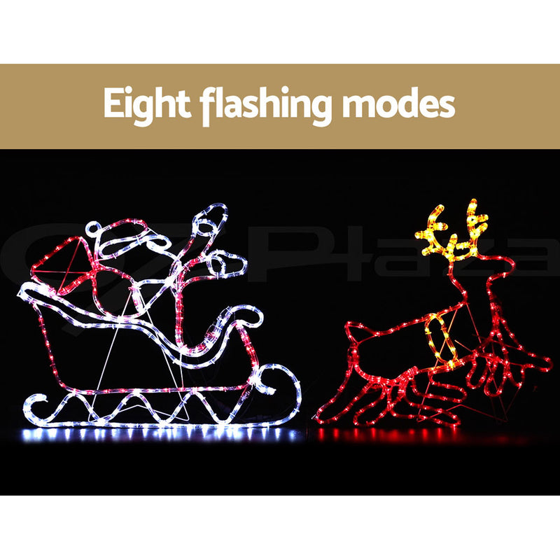 Santa Sleigh & Reindeer Christmas Lights 806 Multi-Colour LEDs