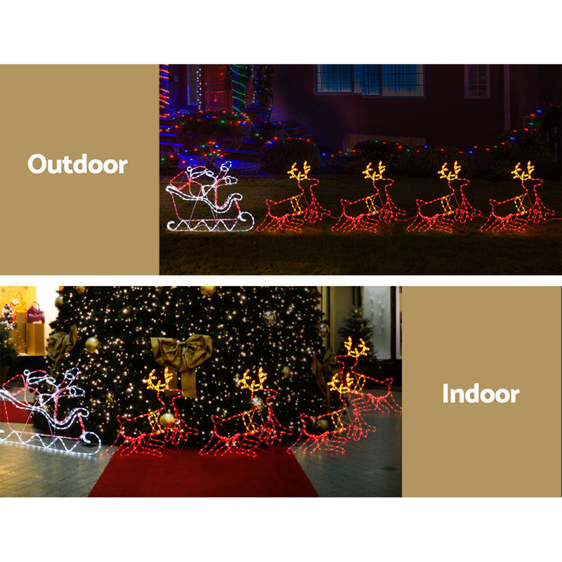 Santa Sleigh & Reindeer Christmas Lights 806 Multi-Colour LEDs