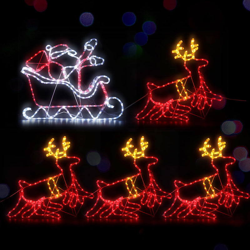 Santa Sleigh & Reindeer Christmas Lights 806 Multi-Colour LEDs