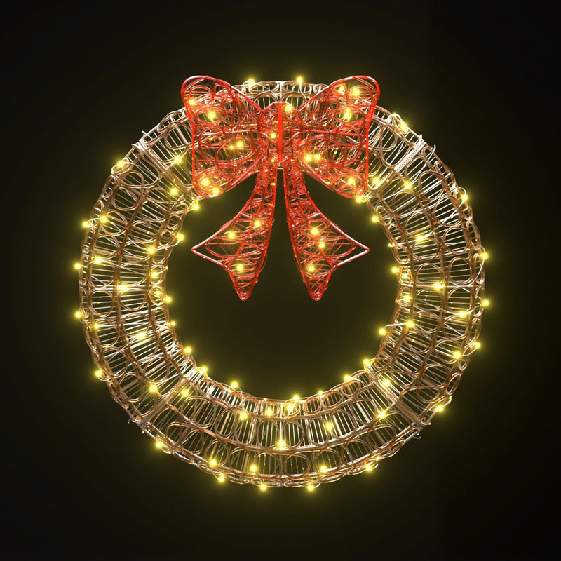 0.6M Christmas Lights 160 LED Motif Solar Wreath