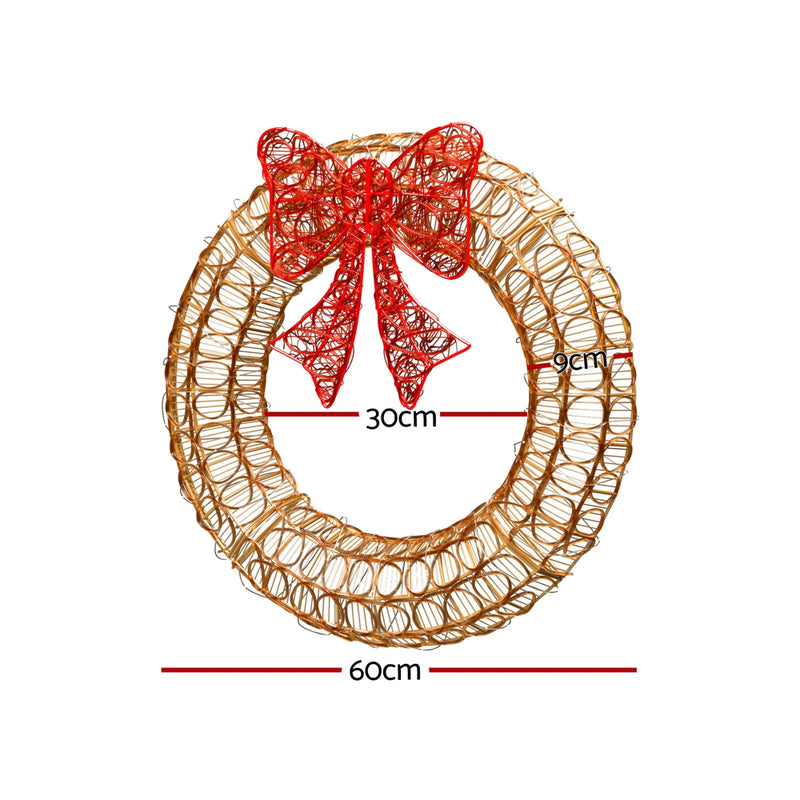 0.6M Christmas Lights 160 LED Motif Solar Wreath
