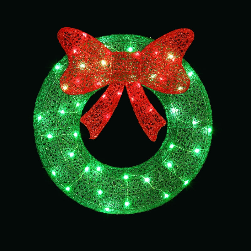 0.6M Christmas Lights 50 LED Motif Solar Wreath