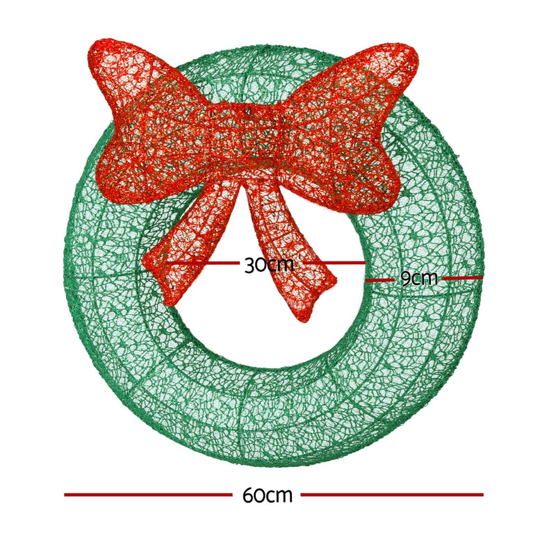 0.6M Christmas Lights 50 LED Motif Solar Wreath