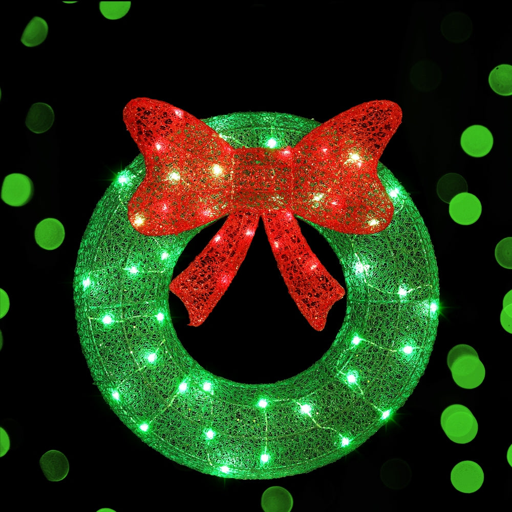 0.6M Christmas Lights 50 LED Motif Solar Wreath