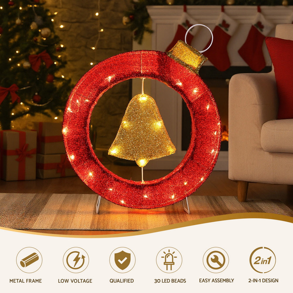 Christmas Lights 60cm Motif 30 LED Bell Wreath
