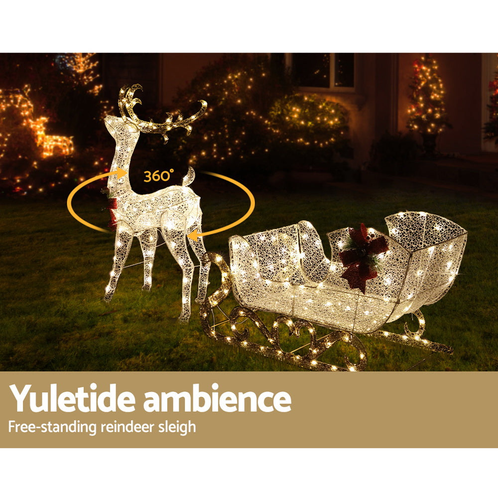 215 LED Christmas Reindeer Sleigh