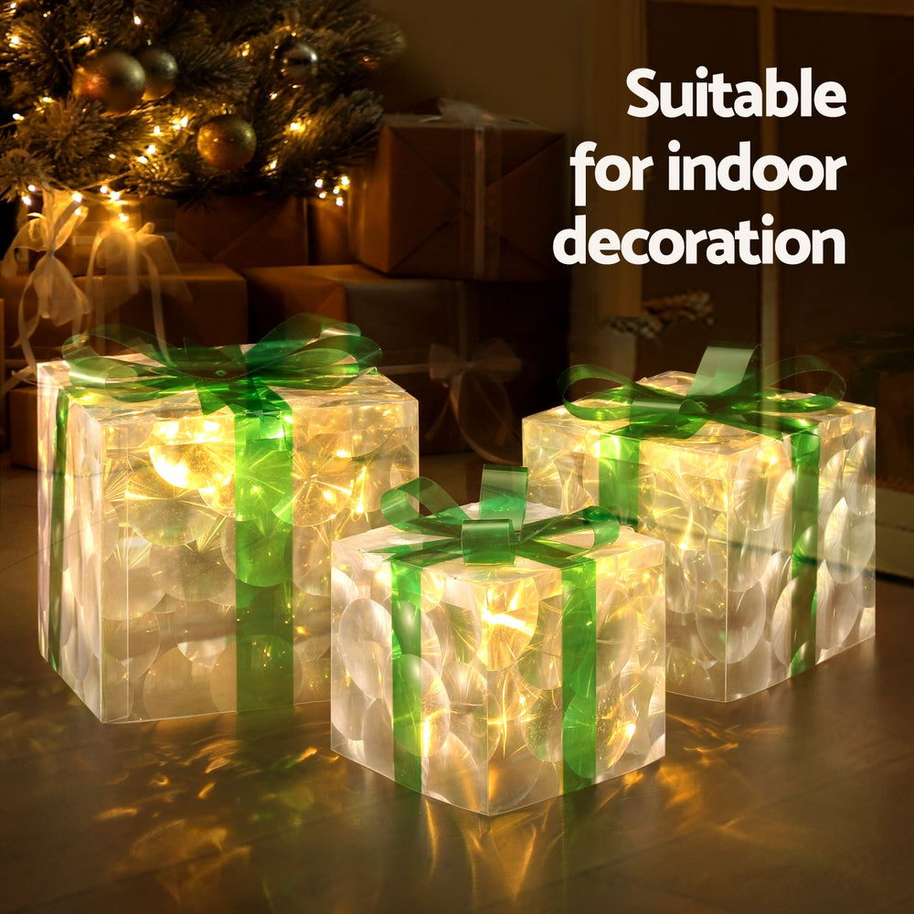 3 Piece Christmas Gift Box LED Light Set 70 Warm White LEDs