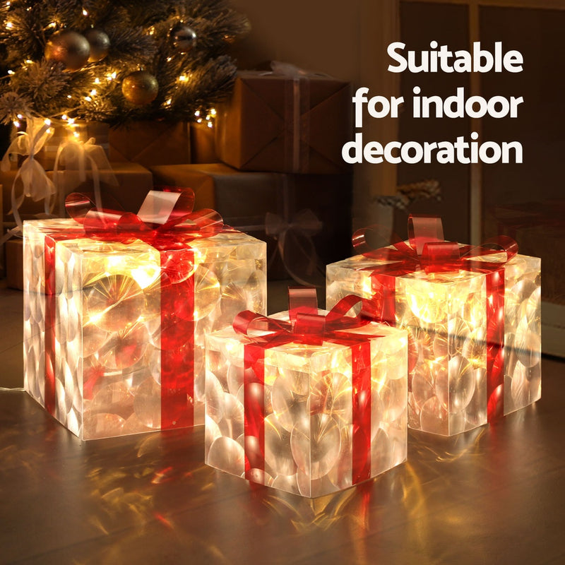 3 Piece Christmas Gift Box LED Lights 70 LED Set