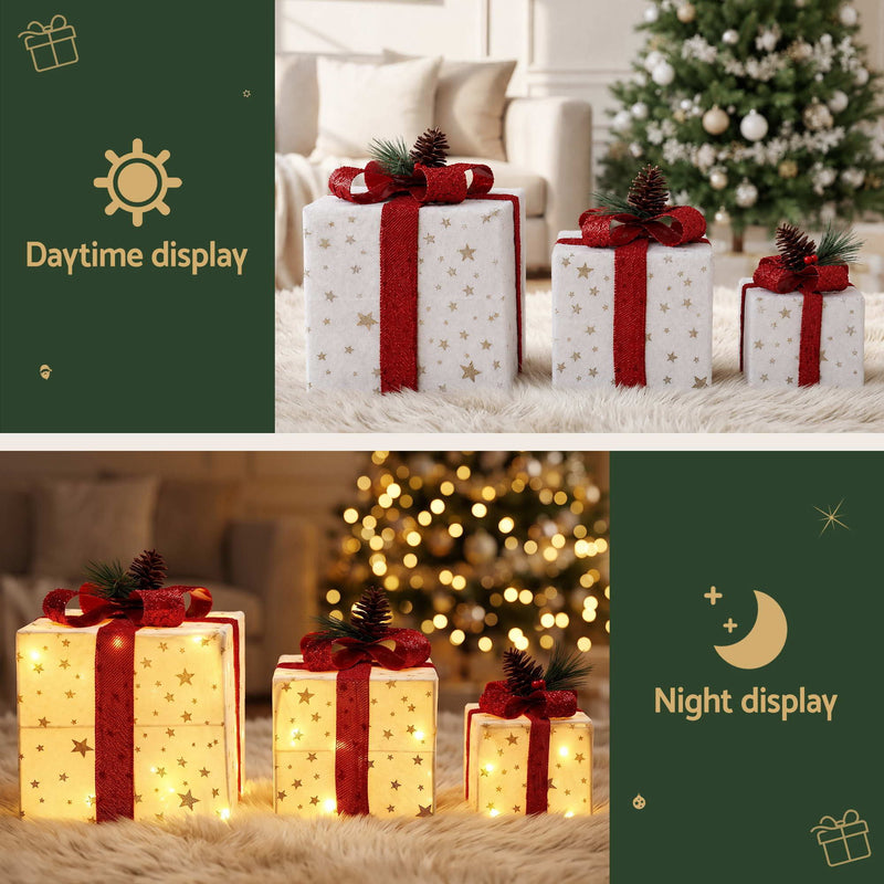 3-Piece Lighted Christmas Gift Box Decorations