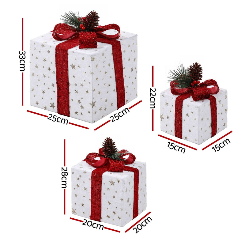 3-Piece Lighted Christmas Gift Box Decorations
