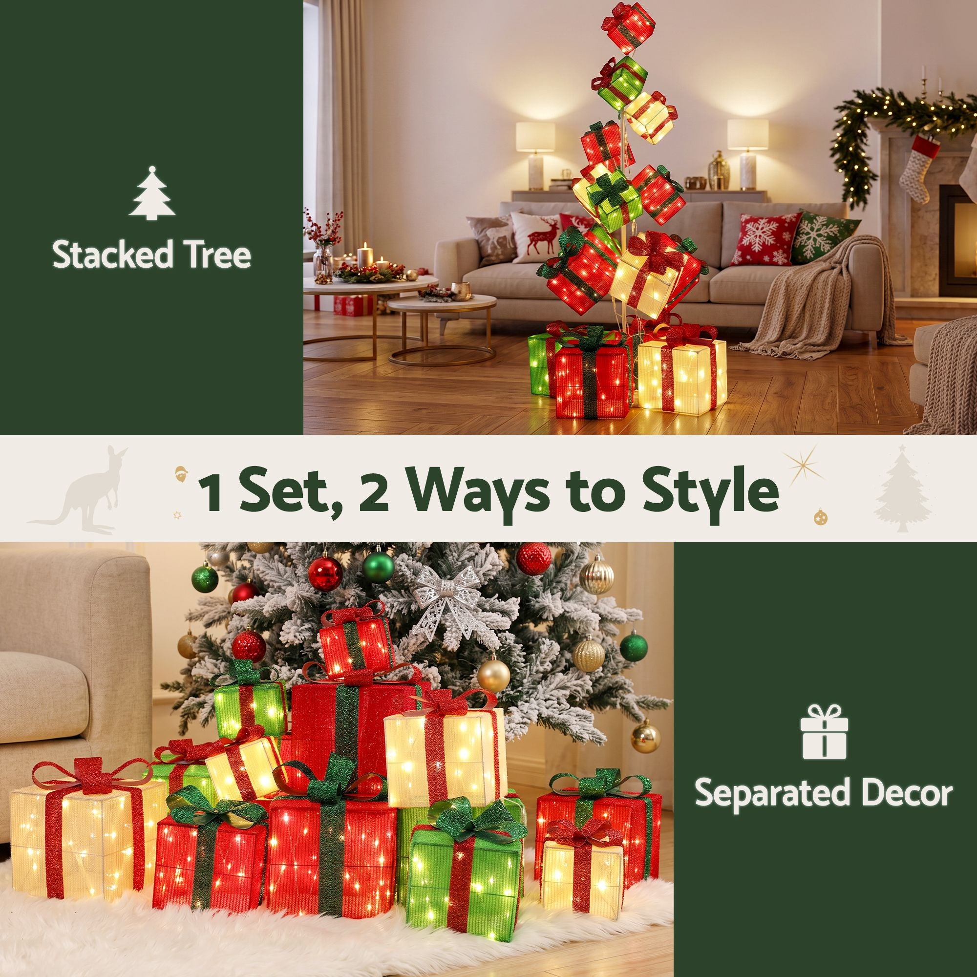 170cm Lighted Christmas Gift Box Tower Decoration