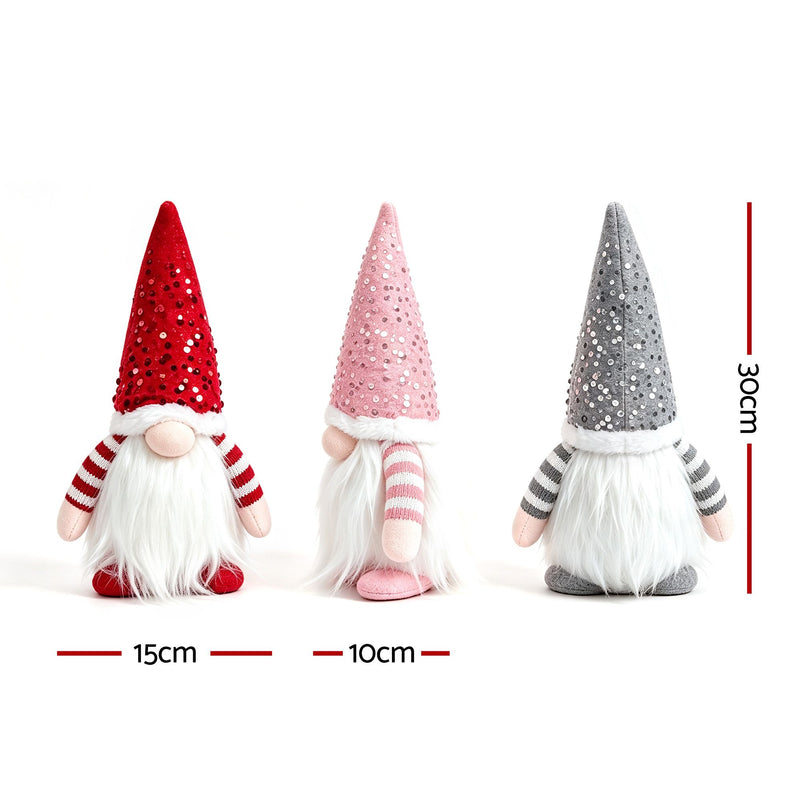 Light Up Christmas Gnomes Plush Set of 3 Warm White